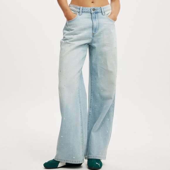 Cotton On women’s Light Blue Relaxed Wide Jeans size: 26 - Picture 8 of 10